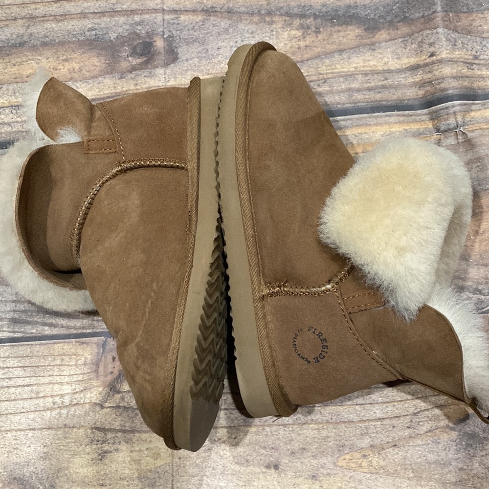 Fireside by Dearfoams Womens 7 Brown Fur Boots Booties - Picture 6 of 16